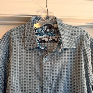 Robert Graham Blue Geometric Print Dress Shirt